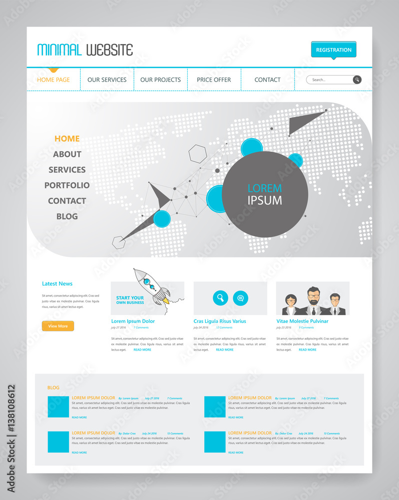 Clean Modern Website Interface Template, Vector Illustration. Clean Modern Website Interface Template, Vector Illustration.