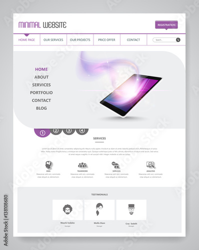 Clean Modern Website Interface Template, Vector Illustration.