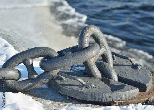 Marine chain on the dock.
