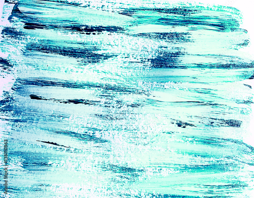 Background of turquoise blue strokes of paint