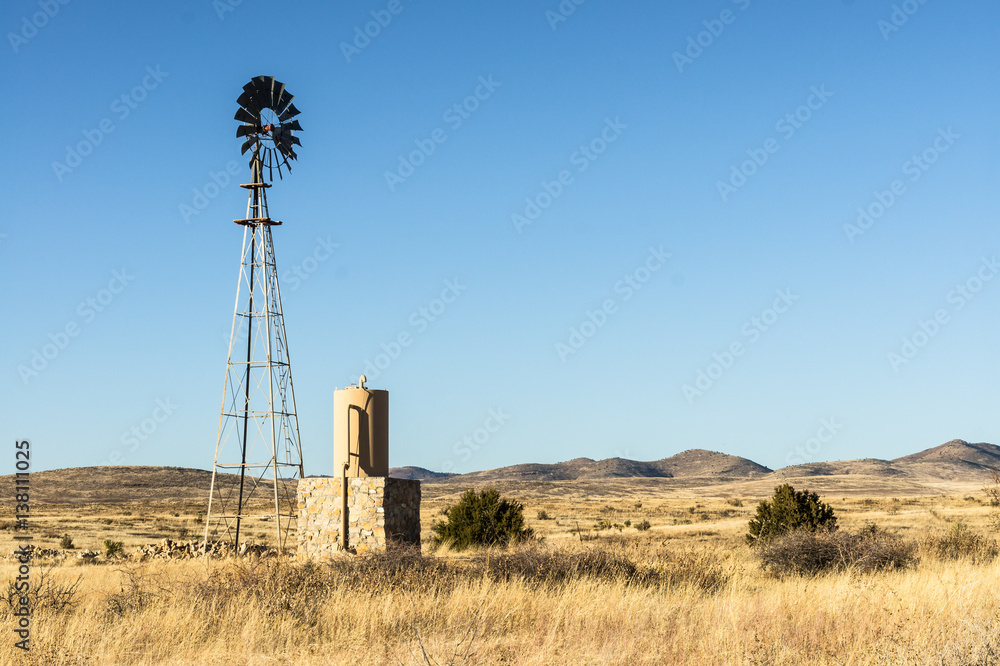 Windmill at City of Rocks State Park, NM, USA