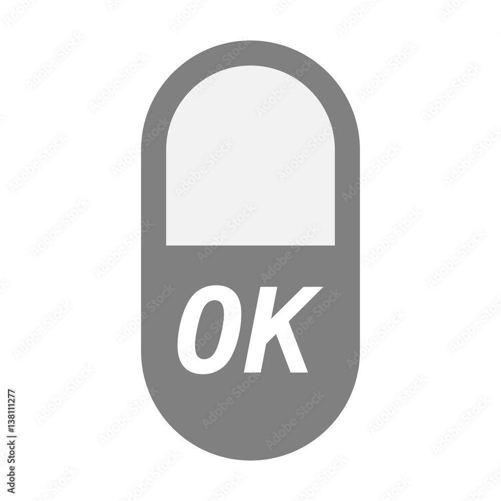 Isolated pill with    the text OK