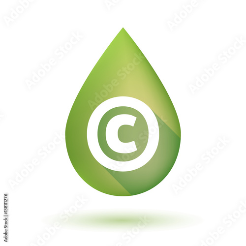 Isolated olive oil drop with    the  copyright sign