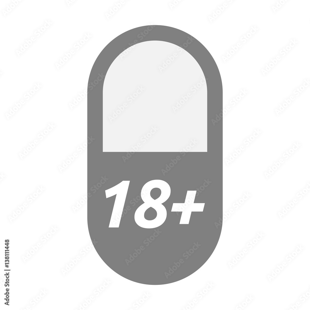 Isolated pill with the text 18+ Isolated pill with the text 18+