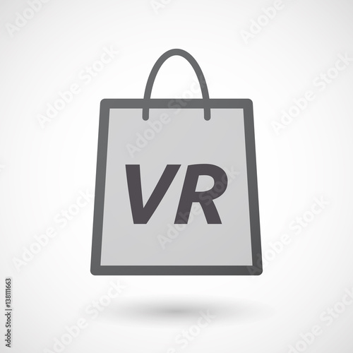 Isolated shopping bag with    the virtual reality acronym VR