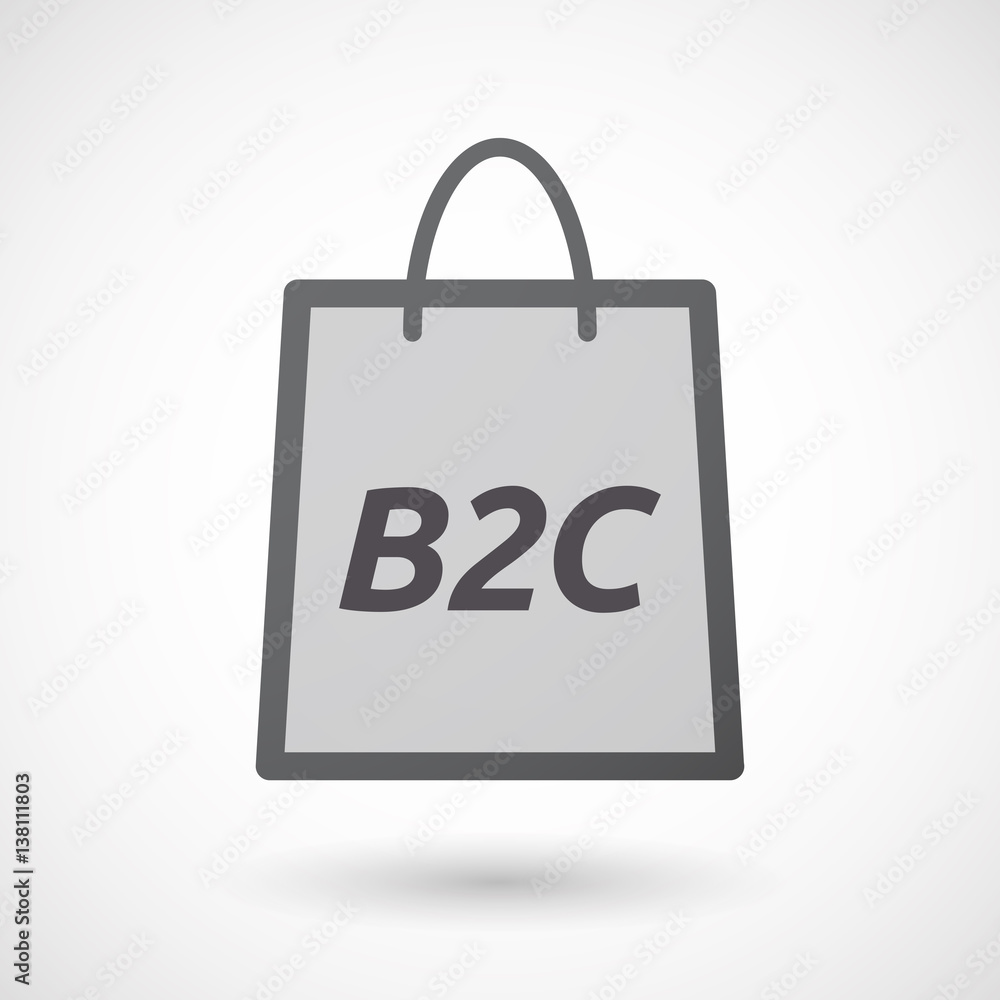 Isolated shopping bag with    the text B2C