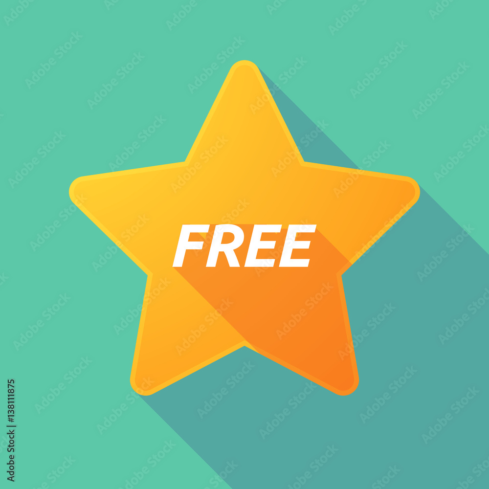 Long shadow star with the text FREE Long shadow star with the text FREE