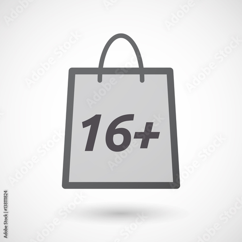 Isolated shopping bag with the text 16+