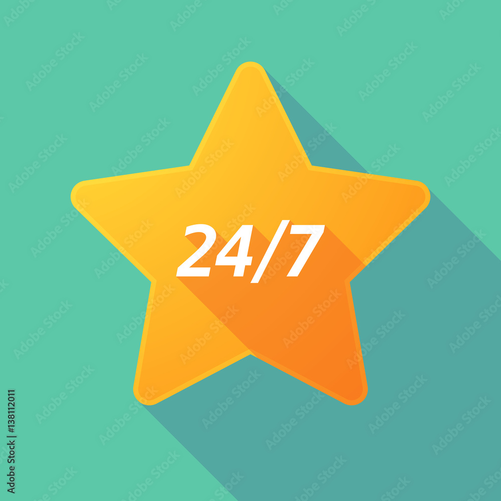 Long shadow star with the text 24/7 Long shadow star with the text 24/7
