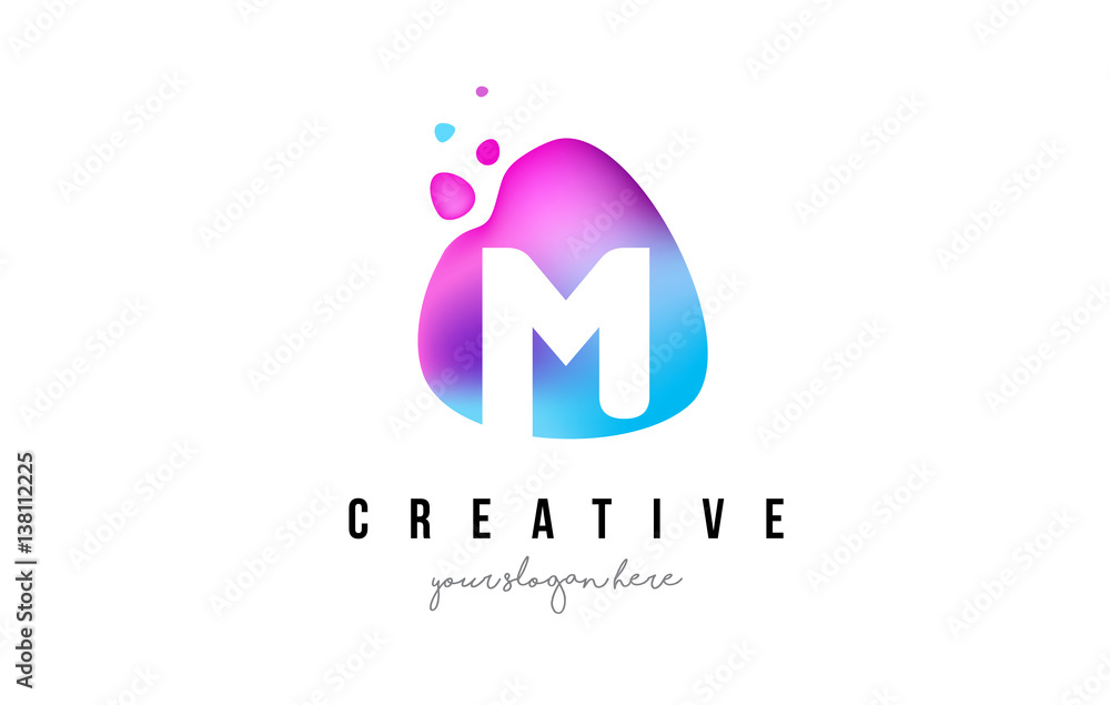 M Letter Dots Logo Design with Oval Shape.