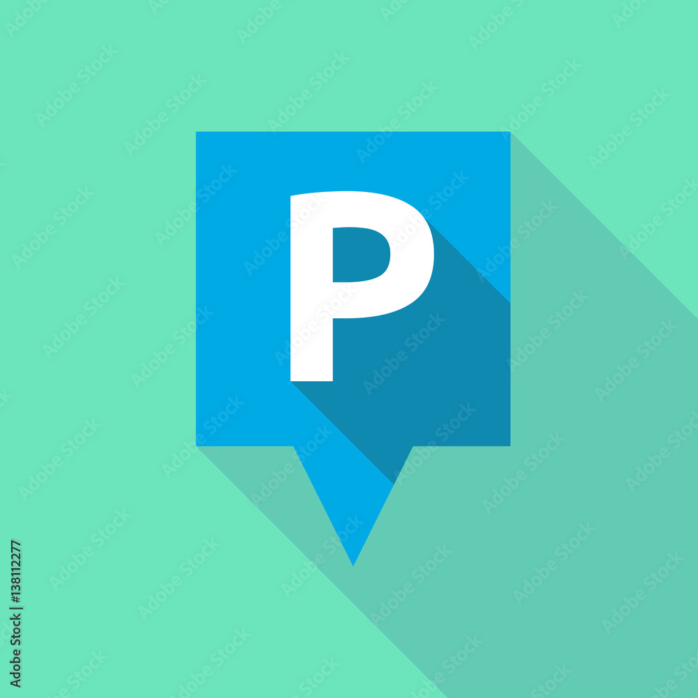 Long shadow tooltip with the letter P Long shadow tooltip with the letter P