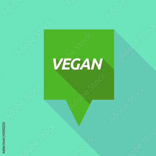 Long shadow tooltip with    the text VEGAN
