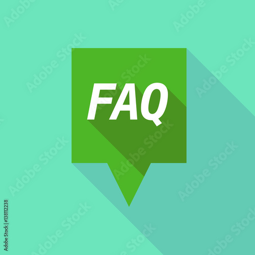 Long shadow tooltip with    the text FAQ