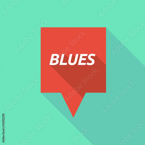 Long shadow tooltip with    the text BLUES