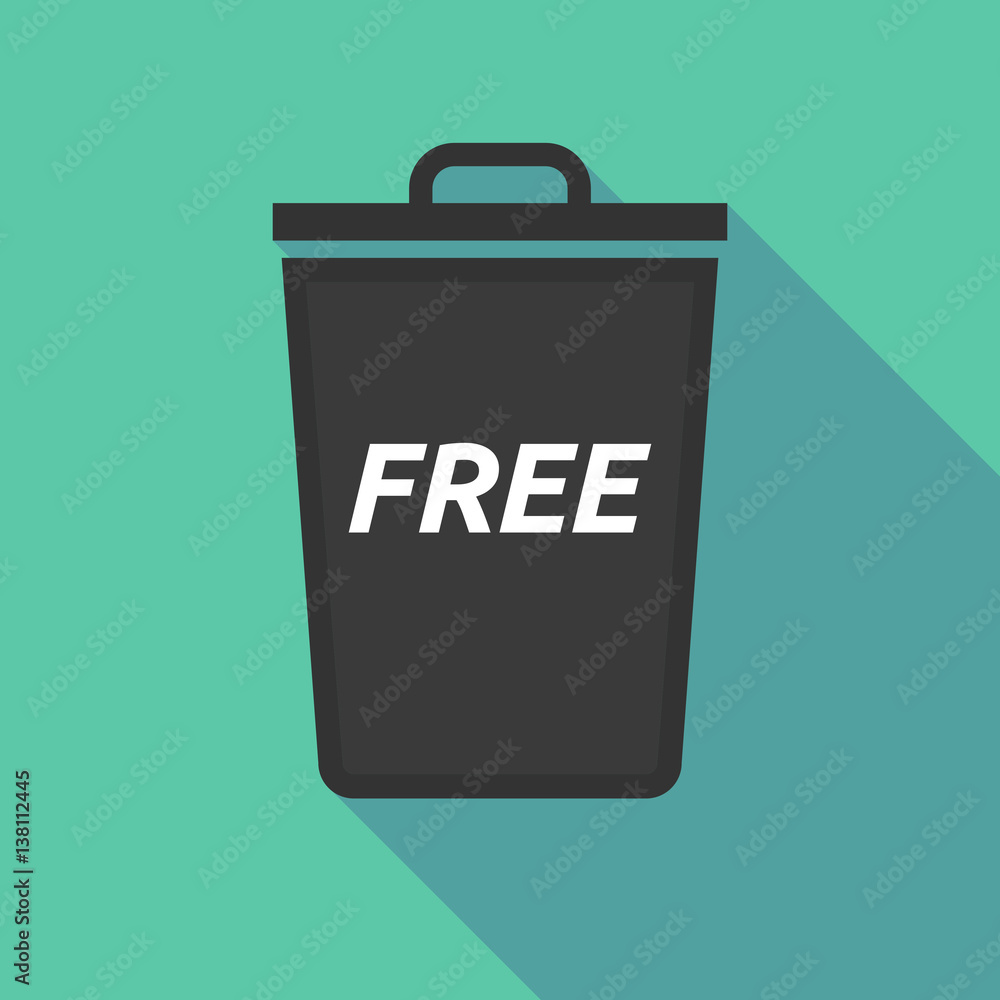 Long shadow trash can with the text FREE Long shadow trash can with the text FREE