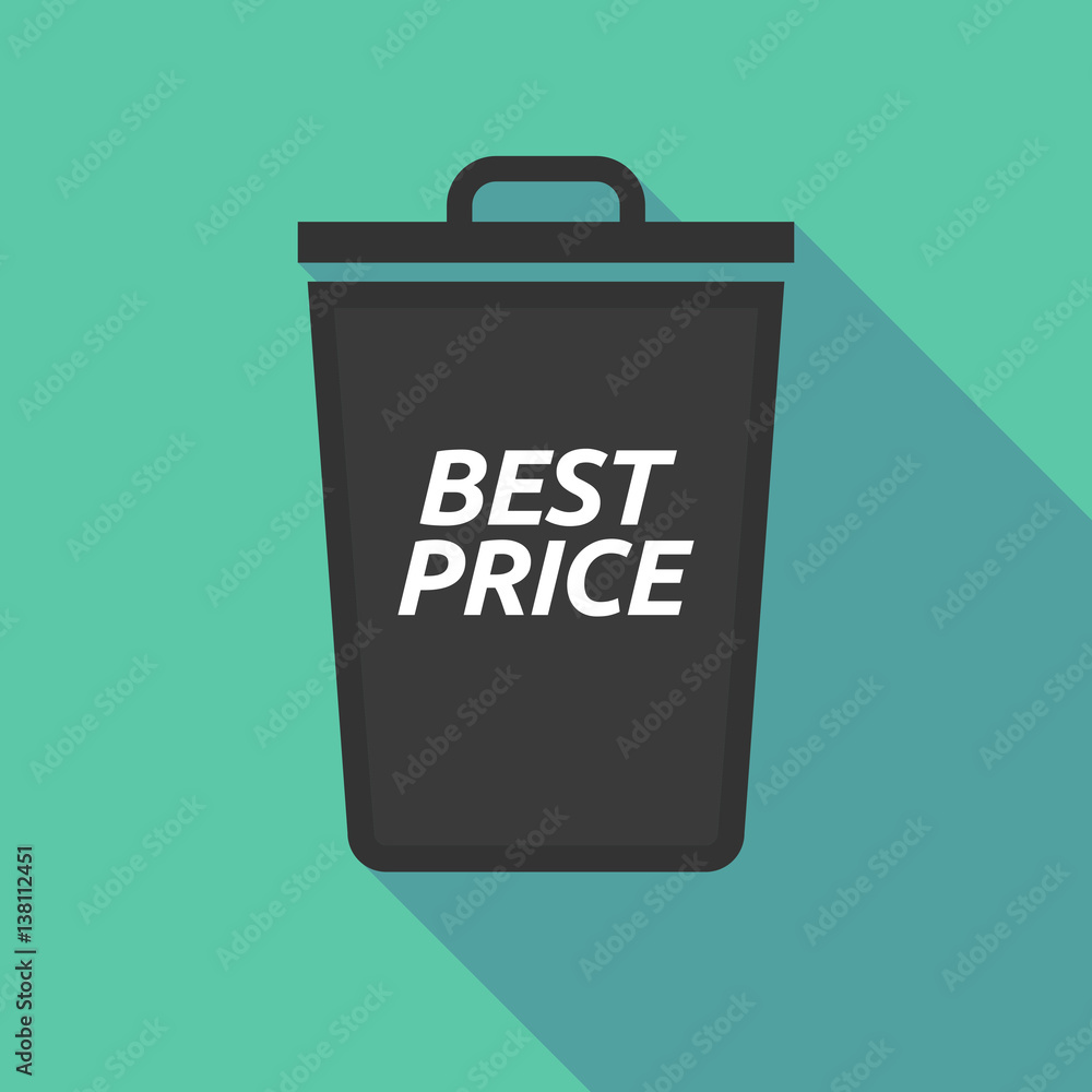 Long shadow trash can with the text BEST PRICE Long shadow trash can with the text BEST PRICE