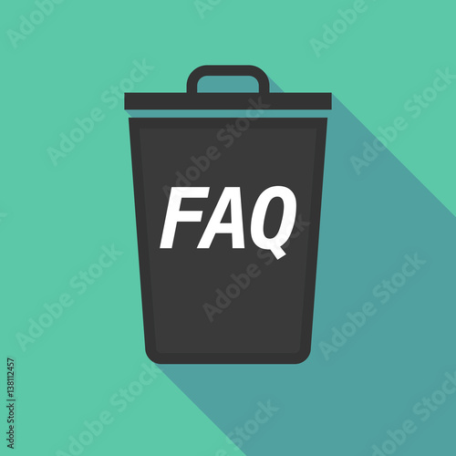 Long shadow trash can with    the text FAQ