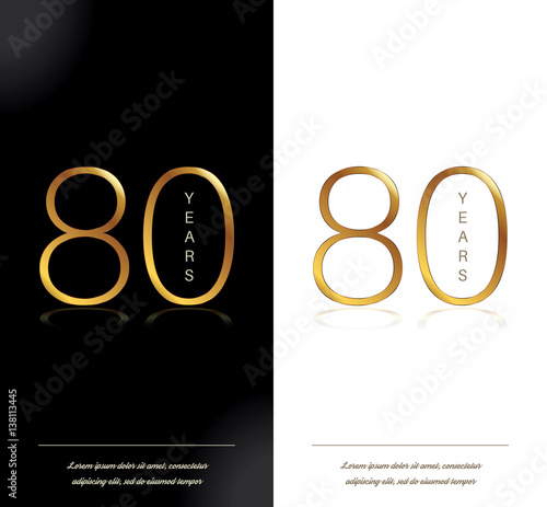 80th anniversary decorated greeting card template.