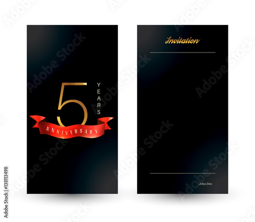 5th anniversary decorated greeting card template.