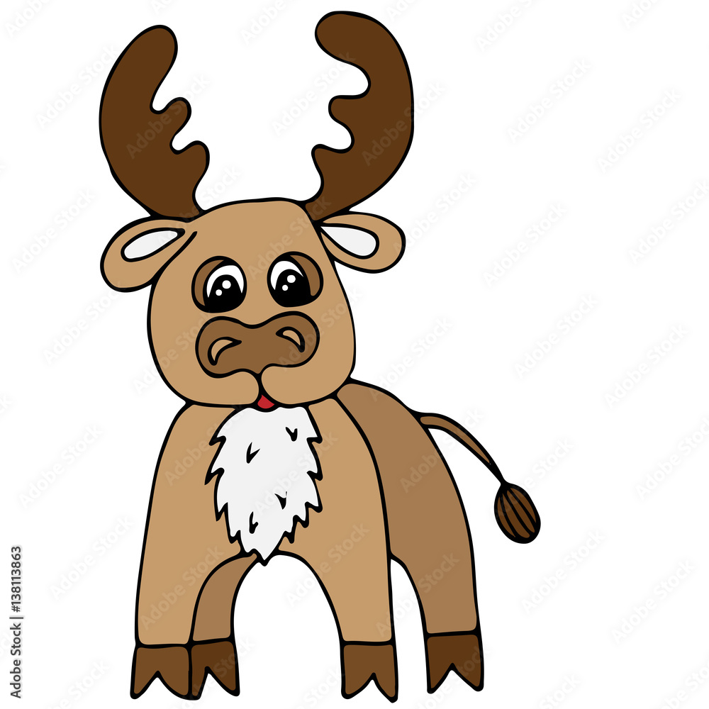Fototapeta premium Cute colorful deer isolated on the white background