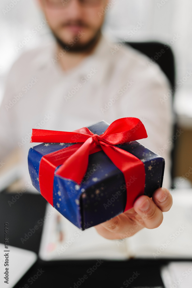 Business man with gifts businessman offering a gift to you Business man with gifts businessman offering a gift to you
