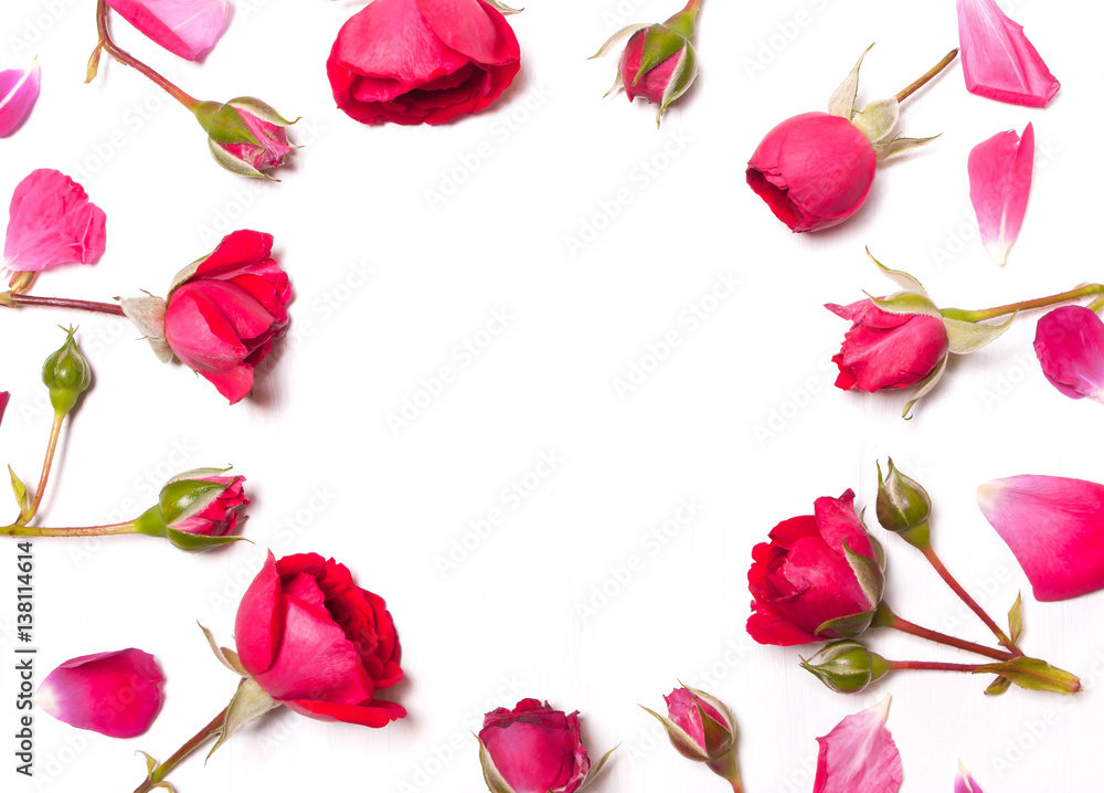 Frame of roses, red roses. Flower pattern Frame of roses, red roses. Flower pattern