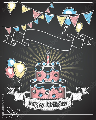 happy birthday / chalkboard banner with empty text space 