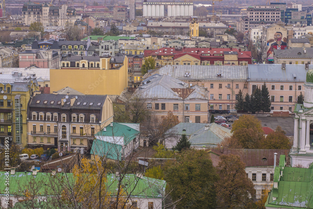 Beautiufl colored buildings in Kiev taken in Ukraine