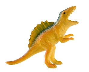 plastic dinosaur toy isolated on white background