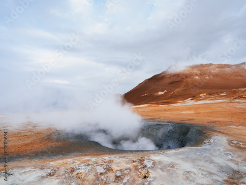 Geothermal area Namafjall with steam eruptions, Iceland, Europe