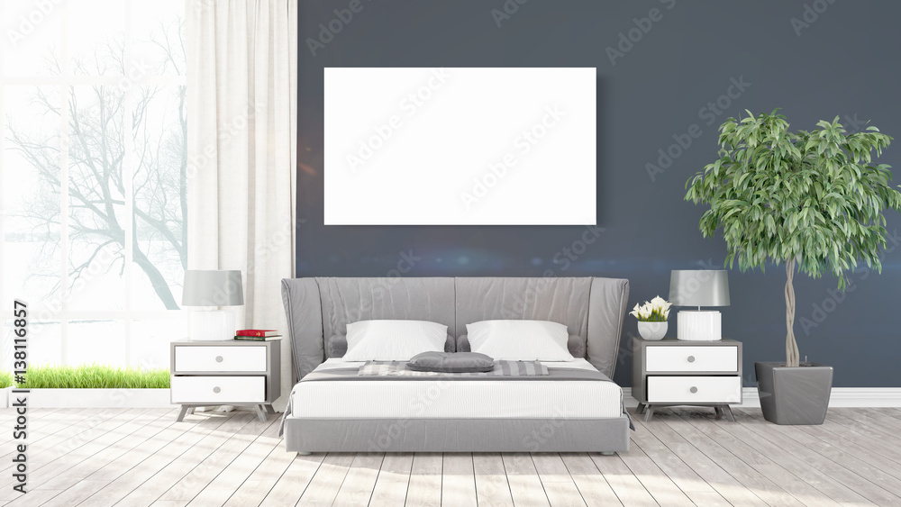 Modern interior with empty frame . 3D rendering Modern interior with empty frame . 3D rendering