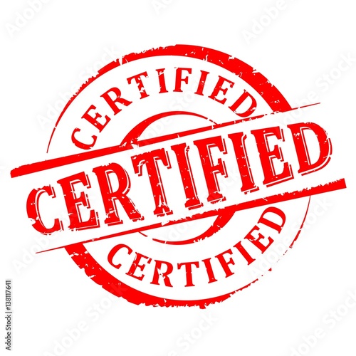 Damaged round red stamped - certified - vector eps