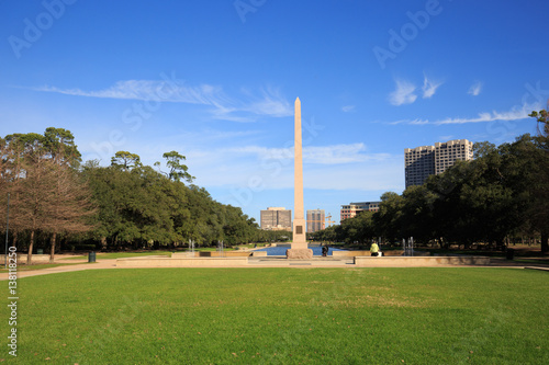 Houston Hermann park Pioneer memorial obelisk with reflection pool