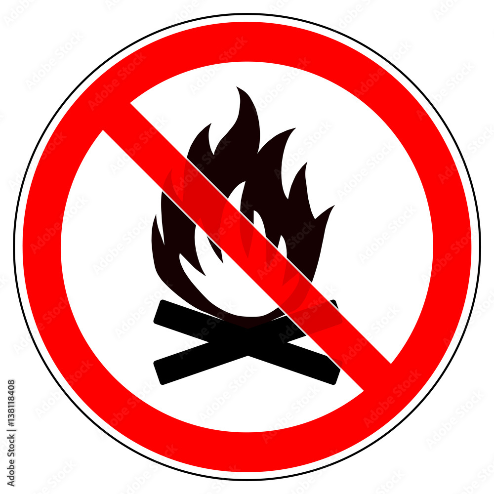 srr171 SignRoundRed - german - Verbotszeichen: Lagerfeuer Feuerstelle  verboten - english - prohibition sign / campfire is prohibited - fire  restrictions - fire is not allowed in this area - xxl g5071 Stock- Illustration