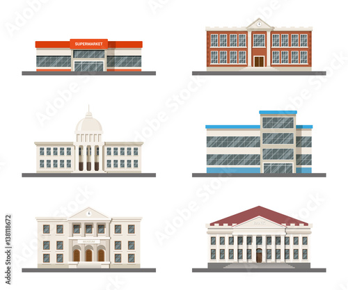 Set of city buildings
