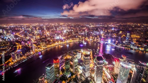  Timelapse and bird's view of landmark in Puxi and Pudong CBD,Shanghai, China
 photo