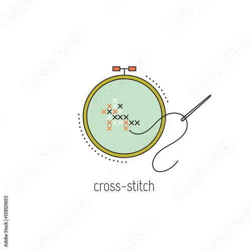 Cross-stitch line icon