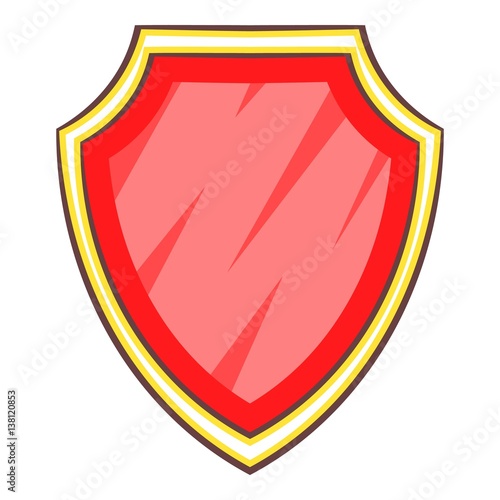 Red shield icon, cartoon style