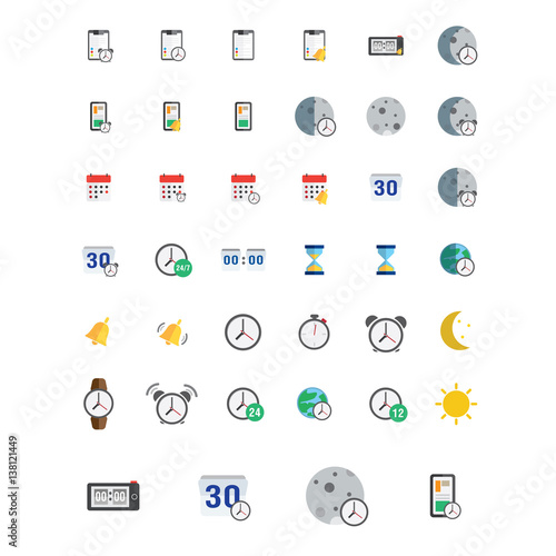 icons set. Vector illustration of flat colored pictogram. Sign and symbols