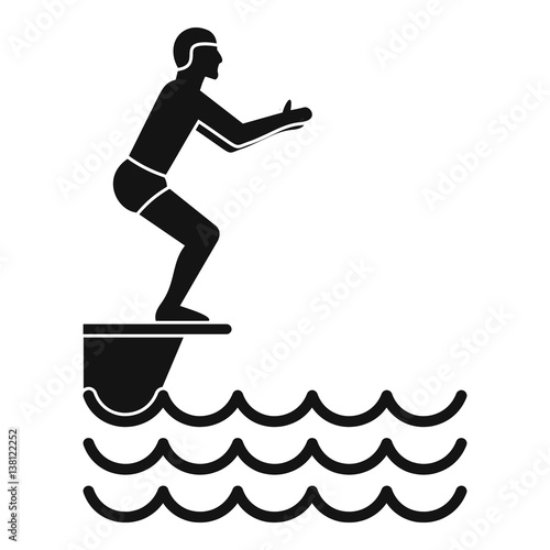 Man standing on springboard icon, simple style