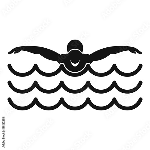 Butterfly swimmer icon, simple style