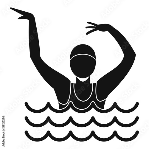 Swimmer in a swimming pool icon, simple style