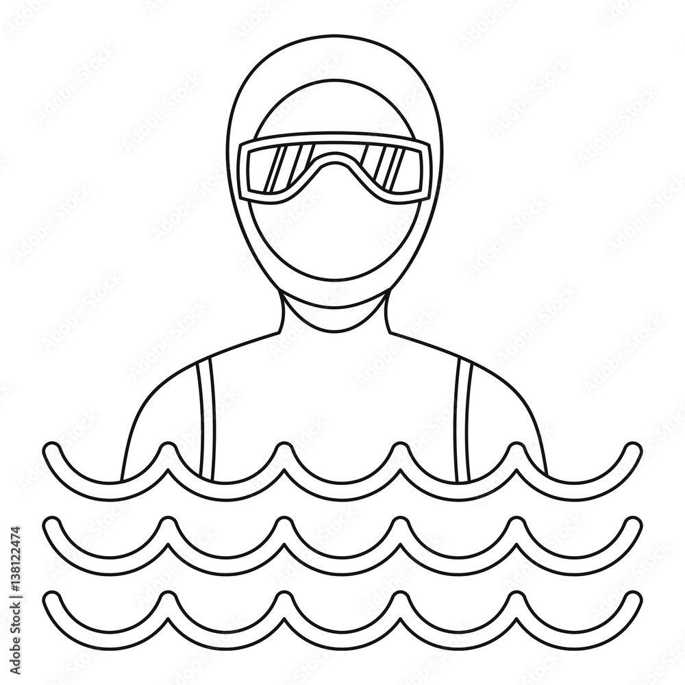 Man in a diving suit icon, simple style