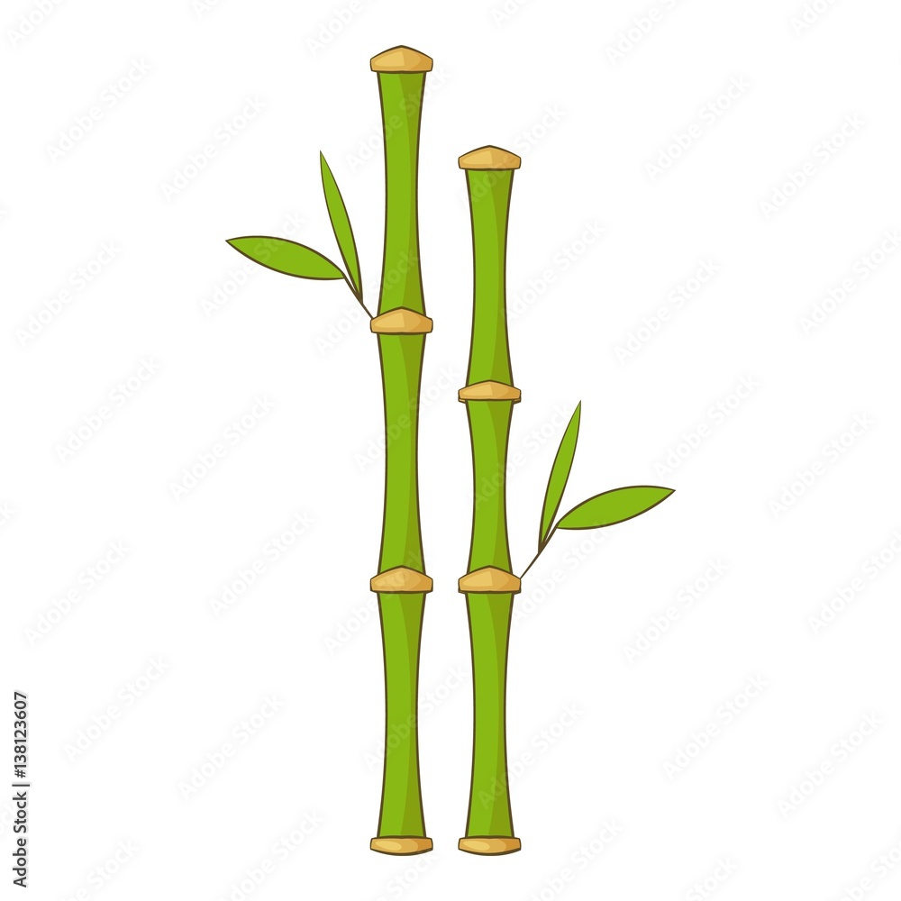 Fototapeta premium Green bamboo stems icon, cartoon style