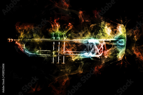 Canvas Print Trumpet Abstract Jazz Smoke