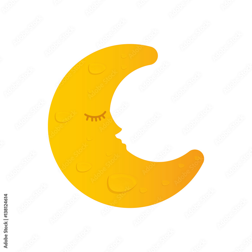 Sleeping moon cartoon icon vector illustration graphic design