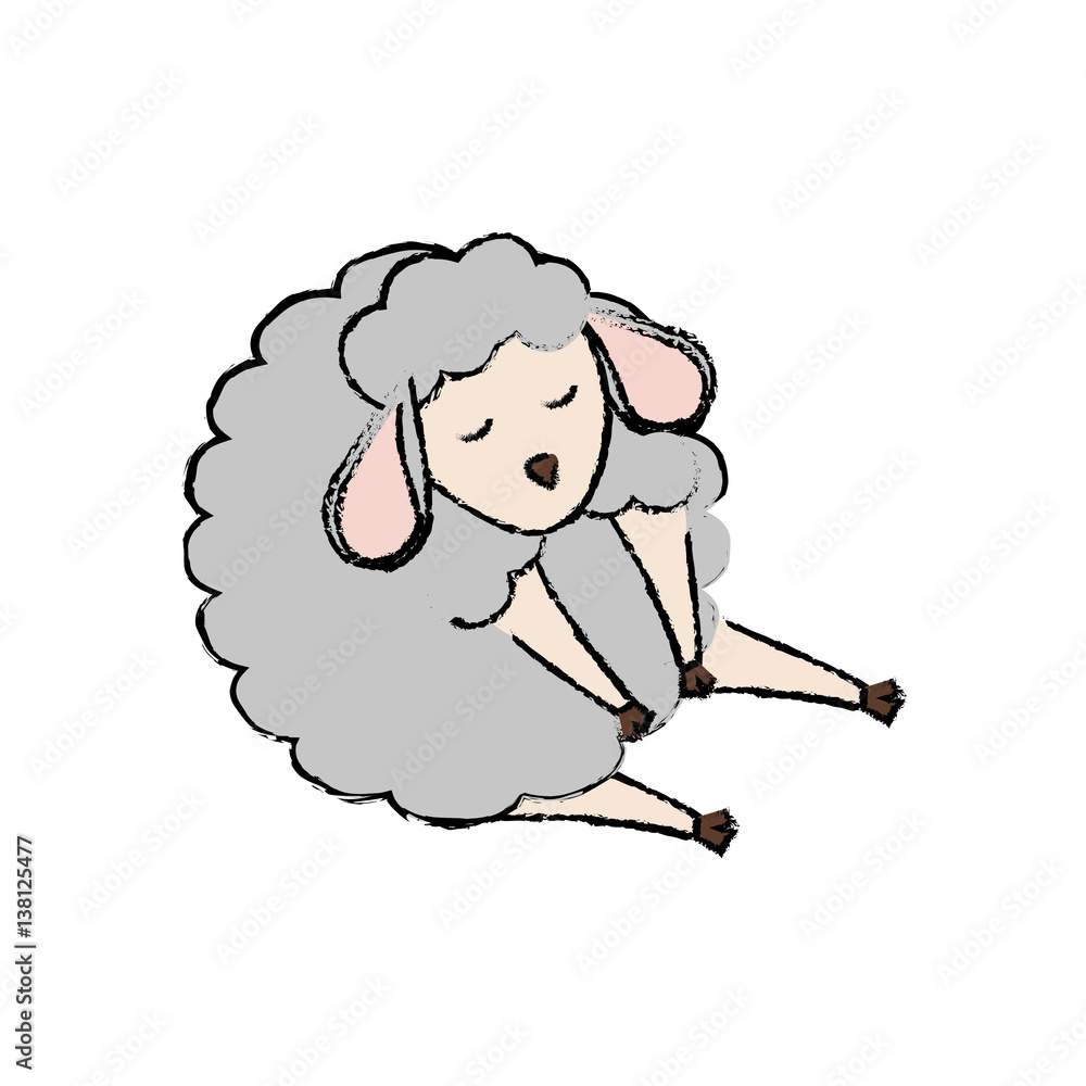 Fototapeta premium Sheep sleeping cartoon icon vector illustration graphic design