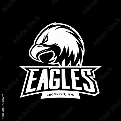 Furious eagle sport mono vector logo concept isolated on dark background. Web infographic New York Brooklyn team pictogram.
Premium quality wild bird t-shirt tee print illustration.