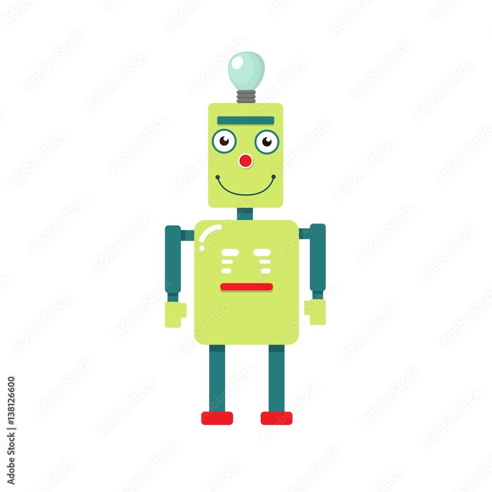 Cute funny robots on a white background. Vector illustration.