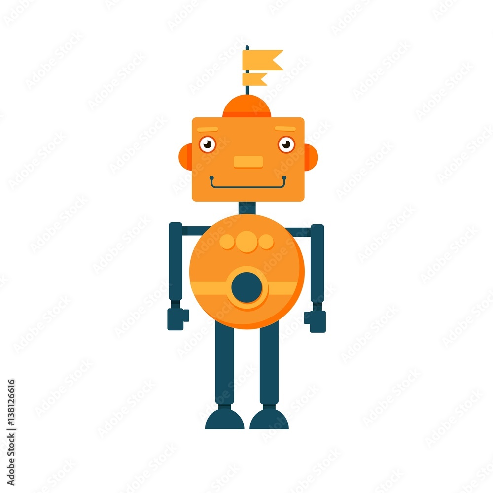 Fototapeta premium Cute funny robots on a white background. Vector illustration.